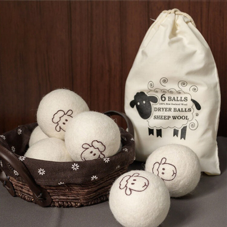 四万公里 羊毛球 烘干机专用吸毛球 洗衣球 防缠绕干衣机烘衣烘干球羊毛球防皱球除毛洗衣去毛球大号 6个装